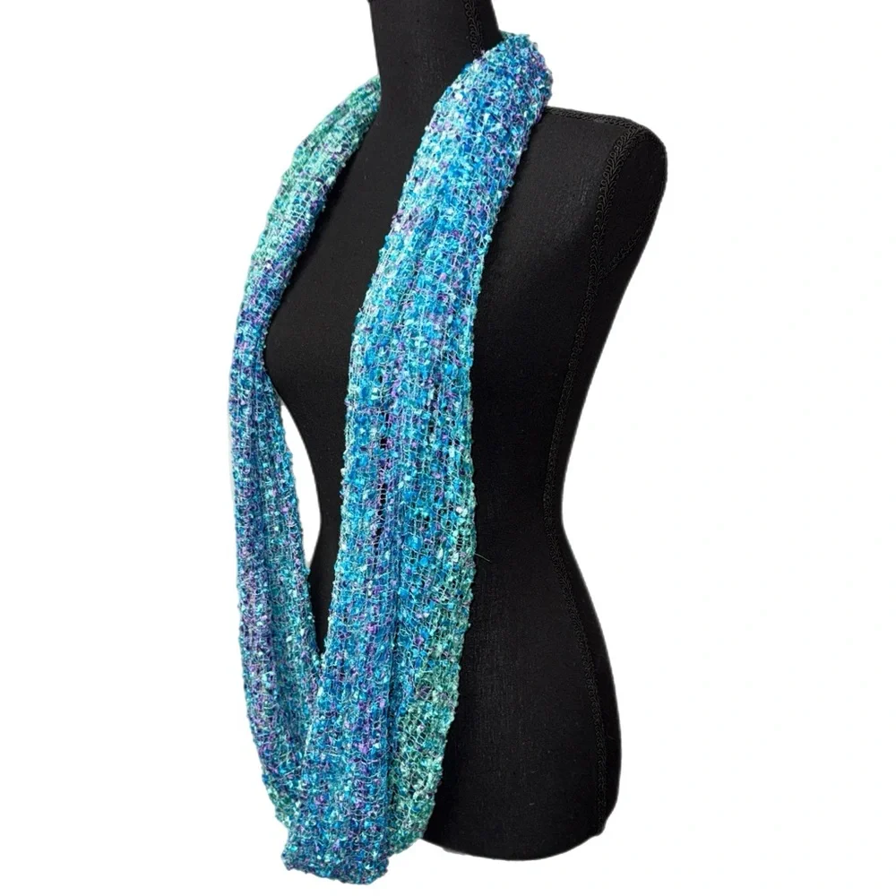 Multicolor Textured Infinity Scarf - Soft Viscose Blend -‎ Confetti Yarn Scarf
